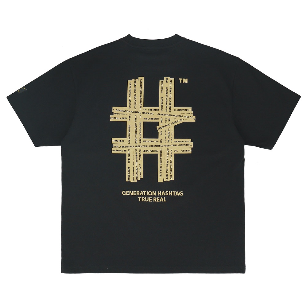 BEENTRILL Gold Taping Hashtag Overfit Tee